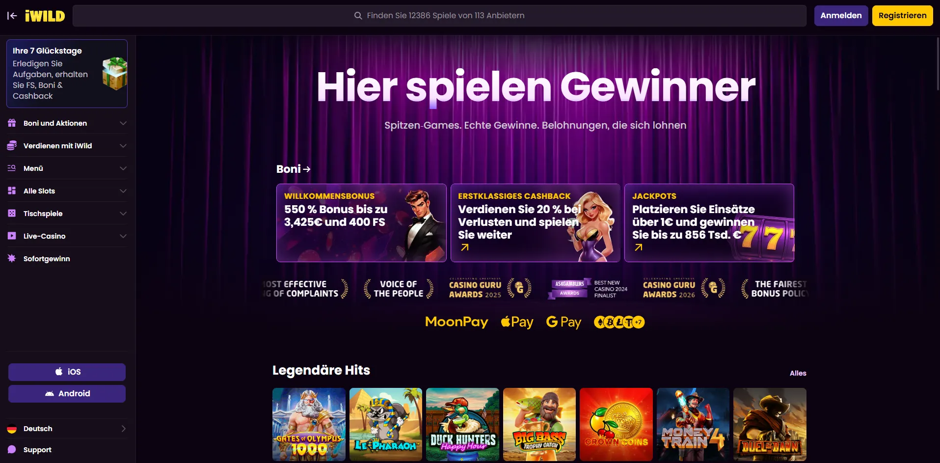 iWild Casino Screen